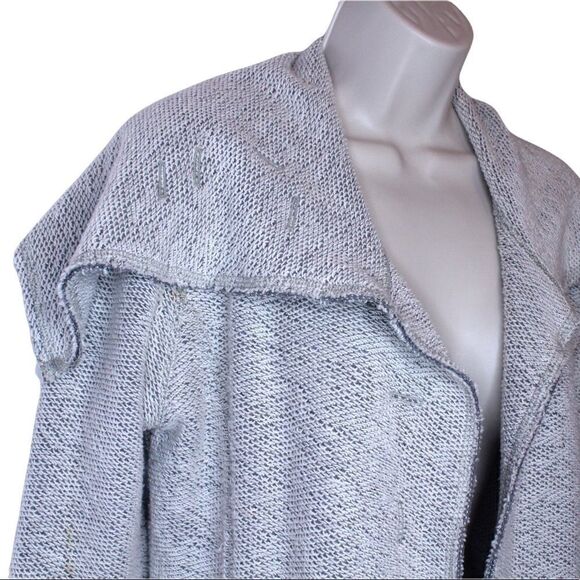 Trouble At The Mill Long Open Cardigan Sweater in Gray & White Size Small - Picture 6 of 13